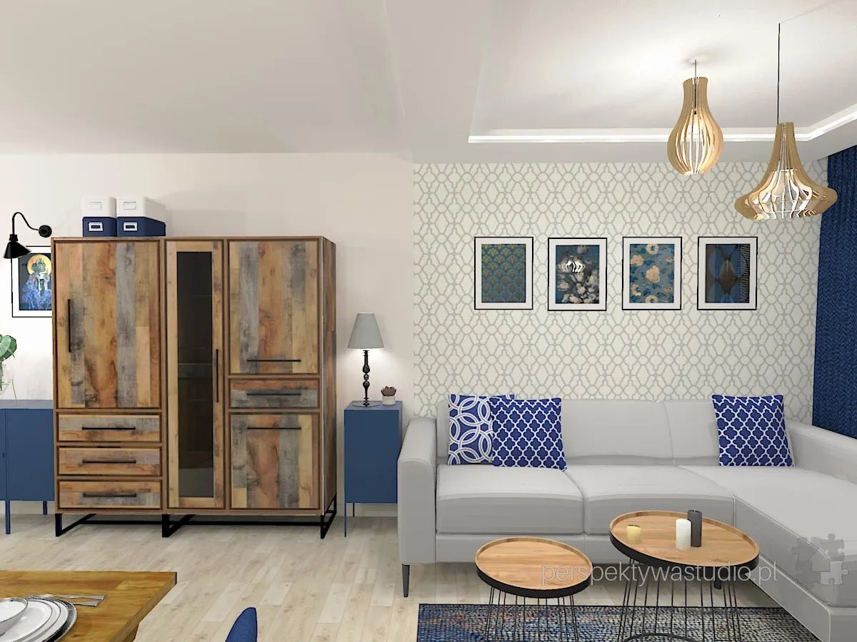 projektant wnetrz Lublin perspektywastudio.pl projekt salonu z aneksem nazywa sie irysh 6