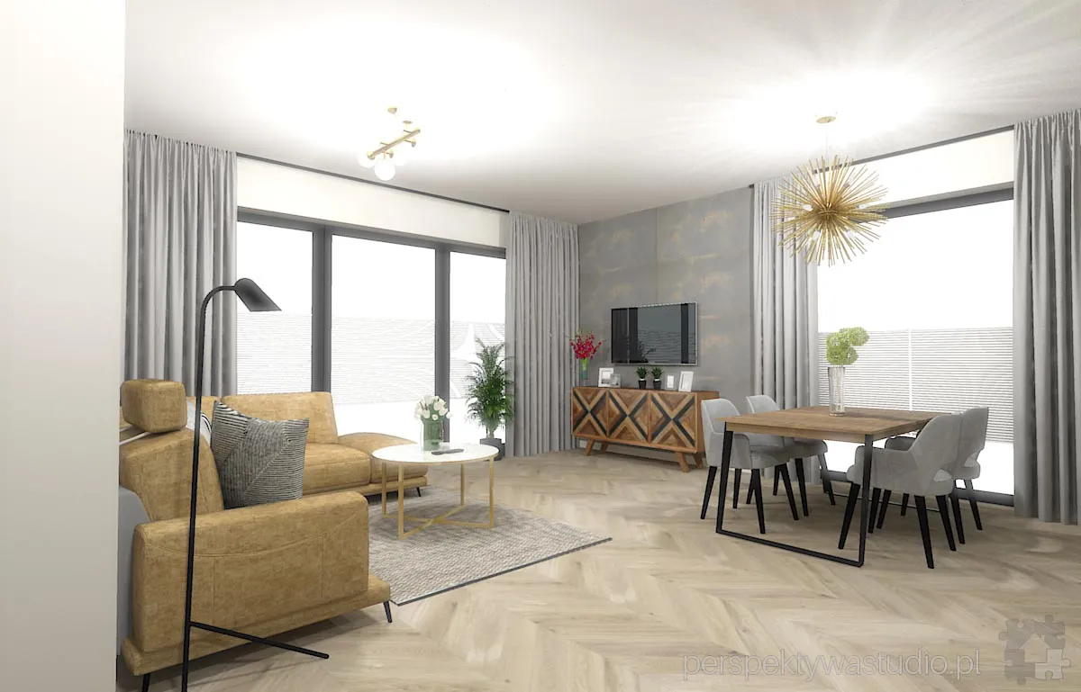 projektant wnetrz Lublin perspektywastudio.pl projekt salonu z aneksem sunray 5