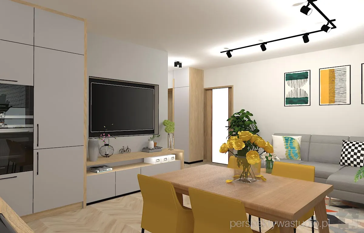 projektant wnetrz Lublin perspektywastudio.pl projekt salonu z aneksem trzy kolory zolty 10 projektant wnetrz Lublin perspektywastudio.pl projekt salonu z aneksem trzy kolory zolty 10