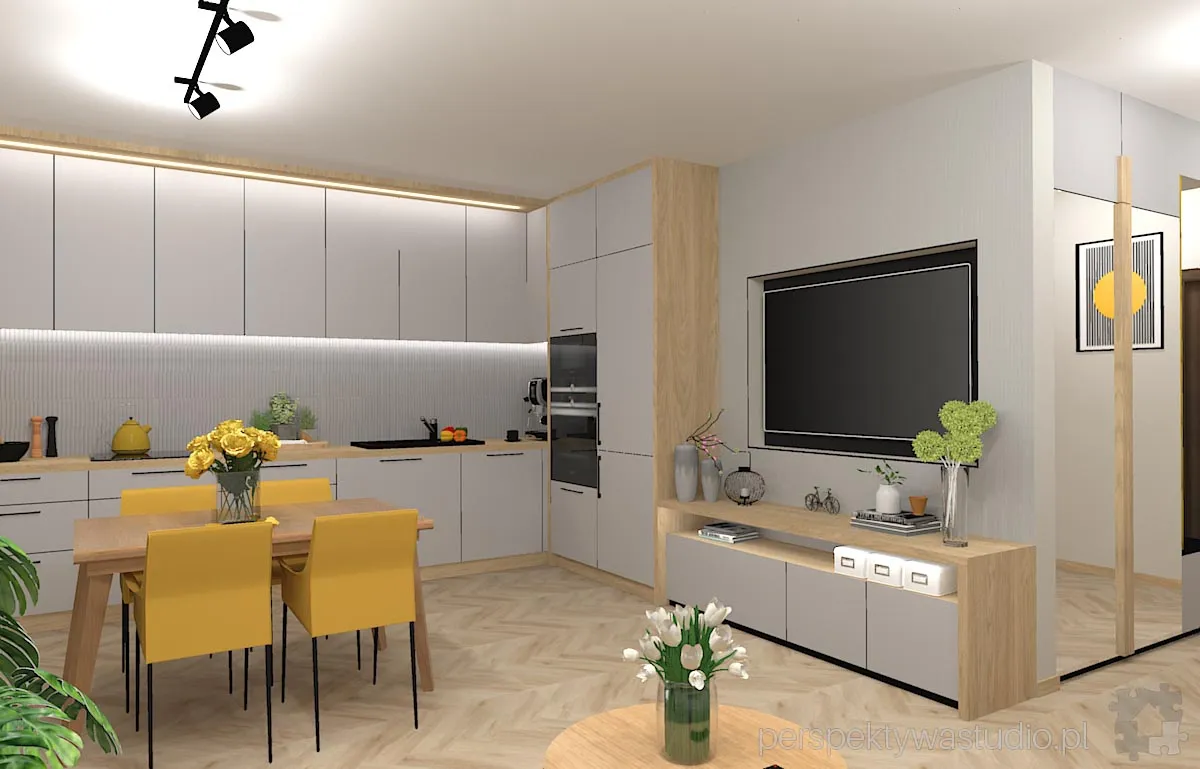 projektant wnetrz Lublin perspektywastudio.pl projekt salonu z aneksem trzy kolory zolty 12 projektant wnetrz Lublin perspektywastudio.pl projekt salonu z aneksem trzy kolory zolty 12