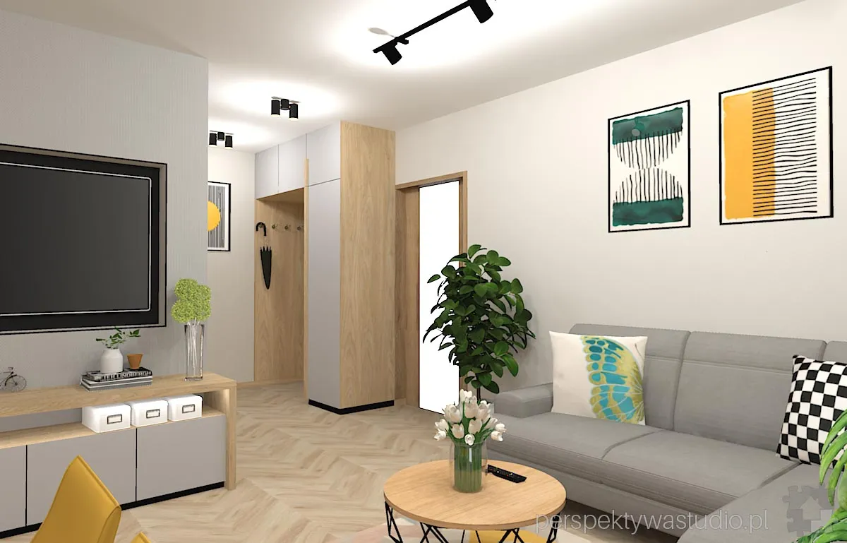 projektant wnetrz Lublin perspektywastudio.pl projekt salonu z aneksem trzy kolory zolty 20 projektant wnetrz Lublin perspektywastudio.pl projekt salonu z aneksem trzy kolory zolty 20