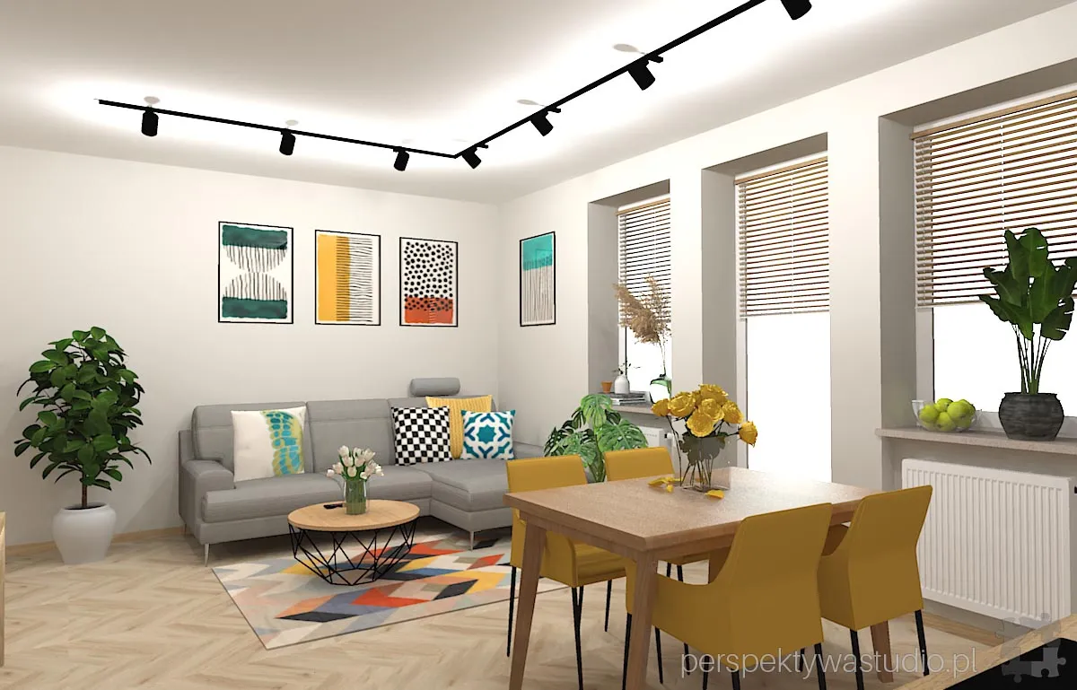 projektant wnetrz Lublin perspektywastudio.pl projekt salonu z aneksem trzy kolory zolty 9a projektant wnetrz Lublin perspektywastudio.pl projekt salonu z aneksem trzy kolory zolty 9a