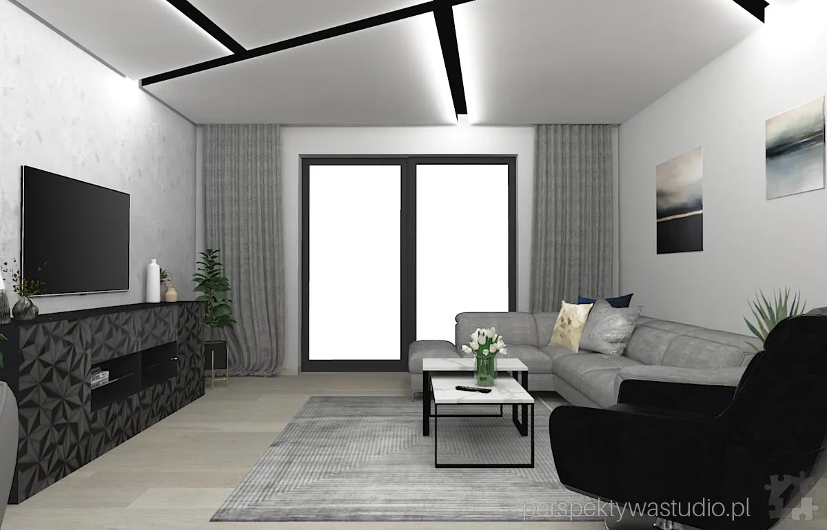 projektant wnetrz Lublin perspektywastudio.pl projekt salonu z aneksem x y z 11