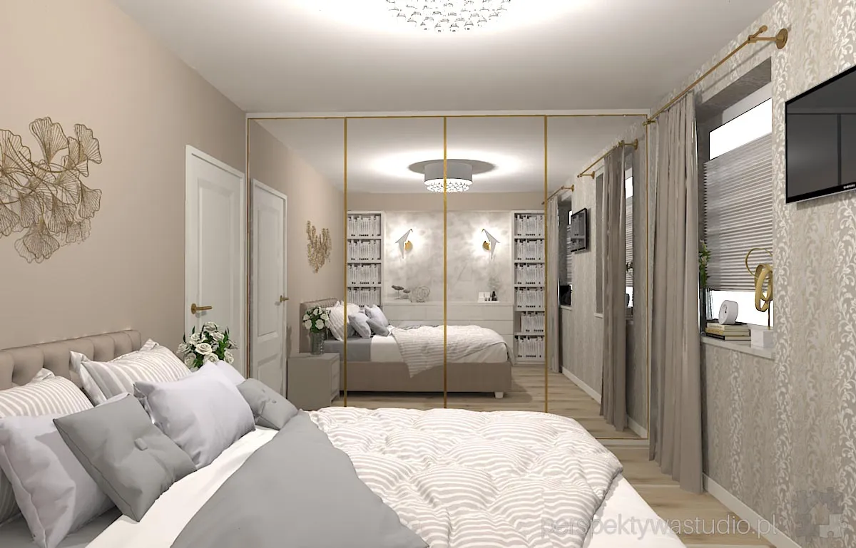 projektant wnetrz Lublin perspektywastudio.pl projekt sypialni bezowo mi 11