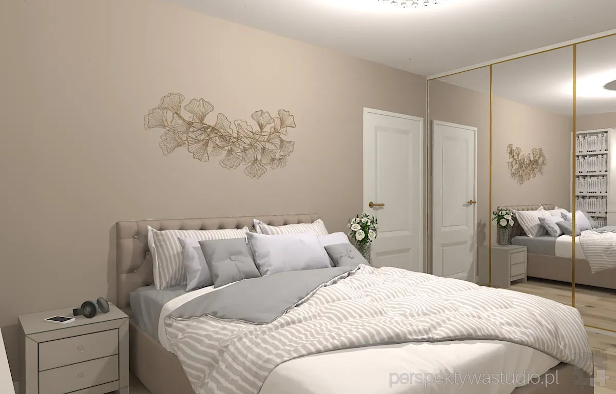 projektant wnetrz Lublin perspektywastudio.pl projekt sypialni bezowo mi 3
