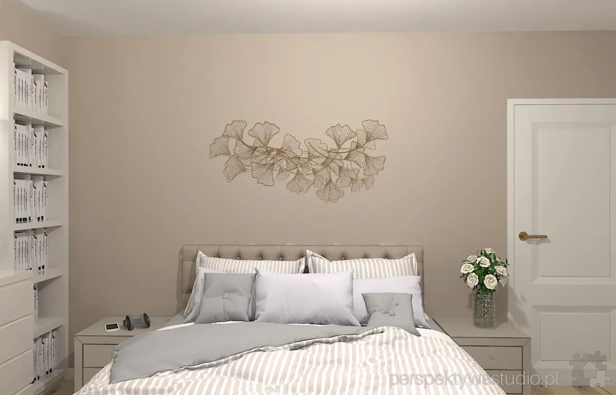 projektant wnetrz Lublin perspektywastudio.pl projekt sypialni bezowo mi 8