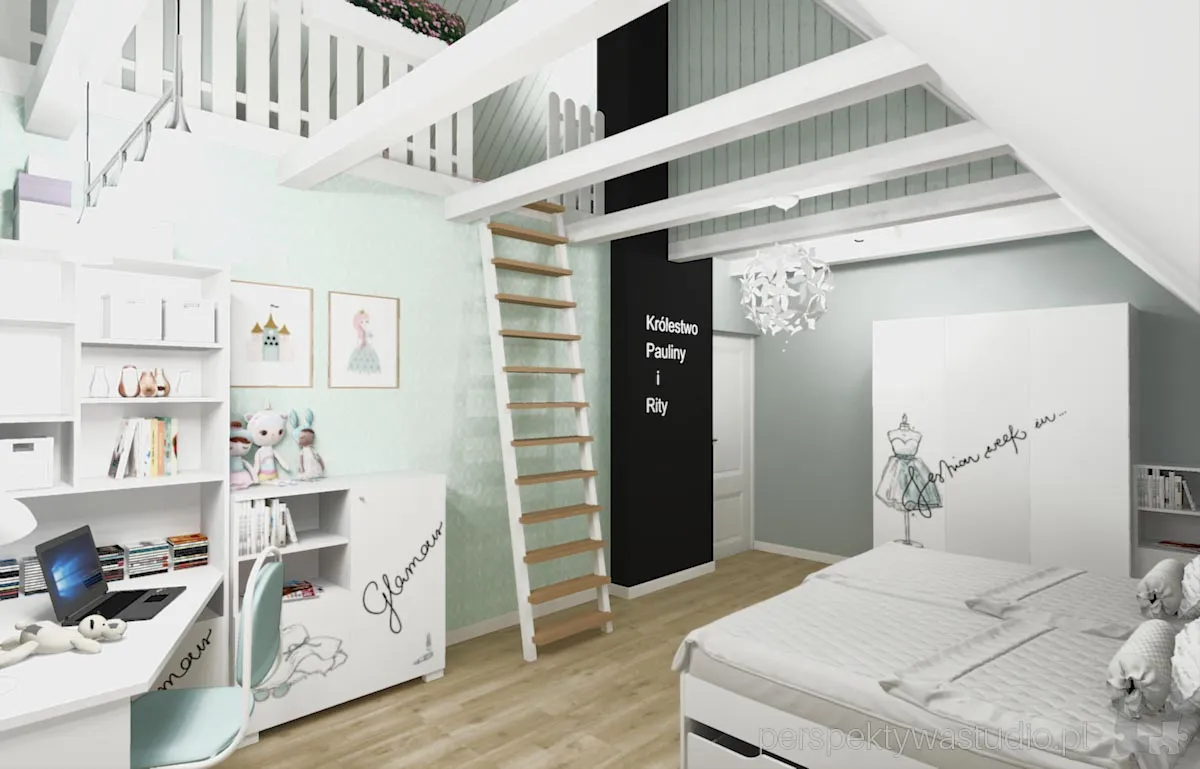projektant wnetrz Lublin perspektywastudio.pl projekt pokoju dzieci fashion mint 6