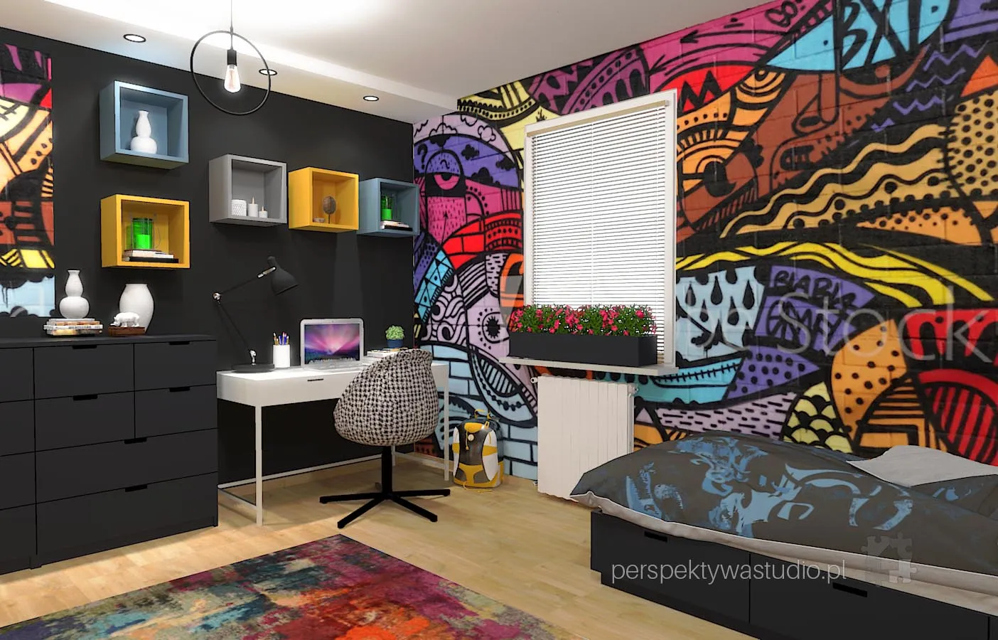 projektant wnetrz Lublin perspektywastudio.pl projekt pokoju dzieci grafitti 5