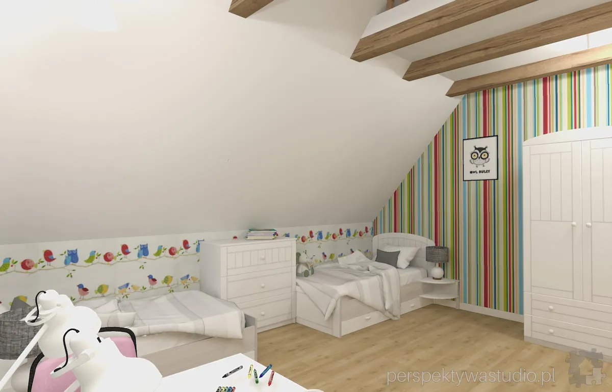 projektant wnetrz Lublin perspektywastudio.pl projekt pokoju dzieci na lace 4